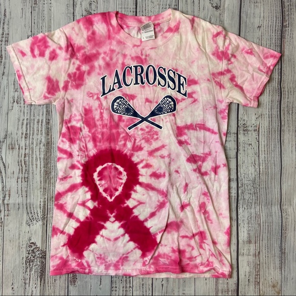 Tops - Lacrosse Breast Cancer Awareness Tie Dye T-Shirt.